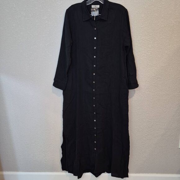 NATURAL LIFE Dresses & Skirts - Natural Life Maxi Shirt Dress Women’s S Black Button Up